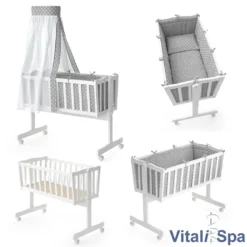 VITALISPA Wiege NOAH Schaukelwiege Babywiege Holz Weiß Grau Bett Set Buche -Babyprodukte Geschäft 00e1b62e2ae5bd89b05ddc04f038cab3
