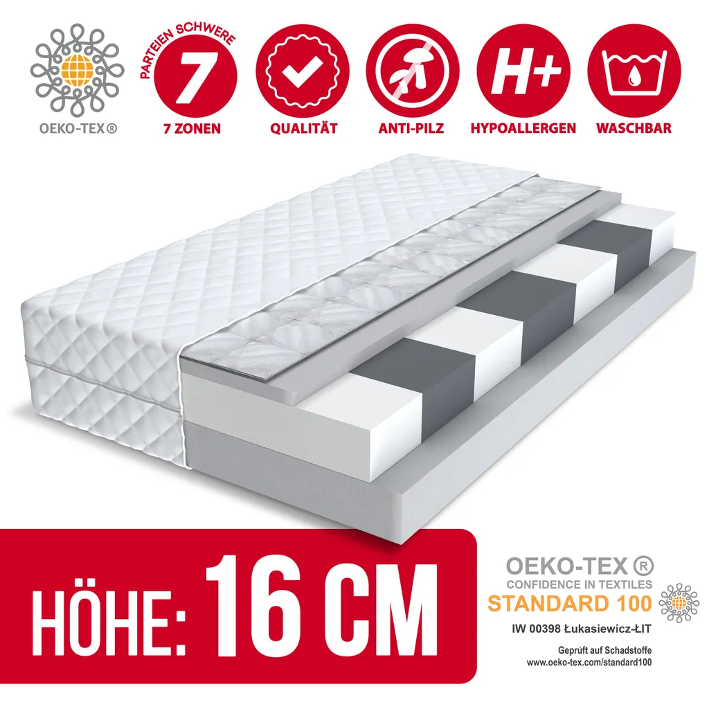 Matratze 80x160 Cm PAULO Höhe Ca. 16 Cm H3 Kaltschaum HR-Schaum Kindermatratze 1 Matratze 80x160 Cm PAULO Höhe Ca. 16 Cm H3 Kaltschaum HR-Schaum Kindermatratze
