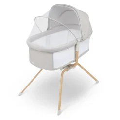 LIONELO Malin Evo Kinderbett, Babywiege, Reisebett Für Babys Mit Matratze, Kinderreisebett, Reisegitterbett, Von 0 Bis 9 Kg, Vordach, Moskitonetz, Klappbar, Schaukelsystem, Liegeverstellung, Schnelle Montage, Reisetasche, Leicht