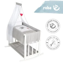 Roba Stubenbett 4 In 1, Beistellbett ‚Adam & Eule‘, Babybett, Wiege & Kinderbank, Weiß -Babyprodukte Geschäft 0653c8a07e049587cad73382cbe6fc82