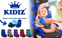 KIDIZ® Autokindersitz Kinderautositz ✓ Gruppe 1+2+3 ✓ 9-36 Kg 5-Punkt-Sicherheitsgurt, Autositz, Kindersitz, Einstellbare Kopfstütze | Mitwachsende Sitzerhöhung 1-12 Jahre, Stabil Und Sicher, Farbe:Grau
