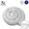 Bettschlange 4 M Nestchenschlange Bettrolle Bettumrandung Babybettschlange Babybett Umrandungen Babynestchen Für Kinderbett (Hellgrau Minky, 400 Cm)