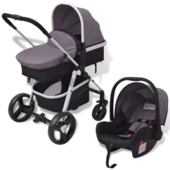 VidaXL 3-in-1 Kinderwagen Aluminium Grau Und Schwarz