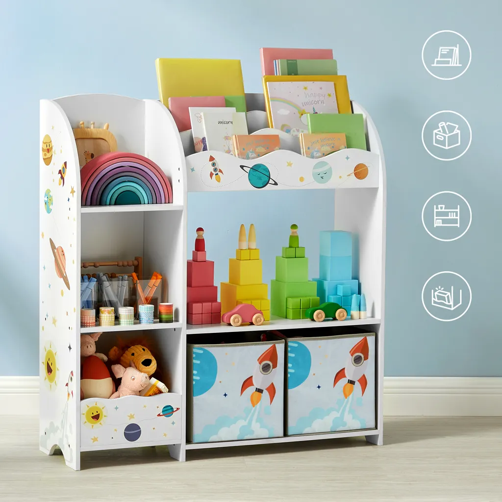 SONGMICS Kinderzimmerregal Kinderregal Bücherregal Für Kinder Mit 2 Boxen Spielzeug-Organizer Multifunktionale Ablage Mit 2 Aufbewahrungsboxen Weiß GKR42WT 10 SONGMICS Kinderzimmerregal Kinderregal Bücherregal Für Kinder Mit 2 Boxen Spielzeug-Organizer Multifunktionale Ablage Mit 2 Aufbewahrungsboxen Weiß GKR42WT – Bild 10