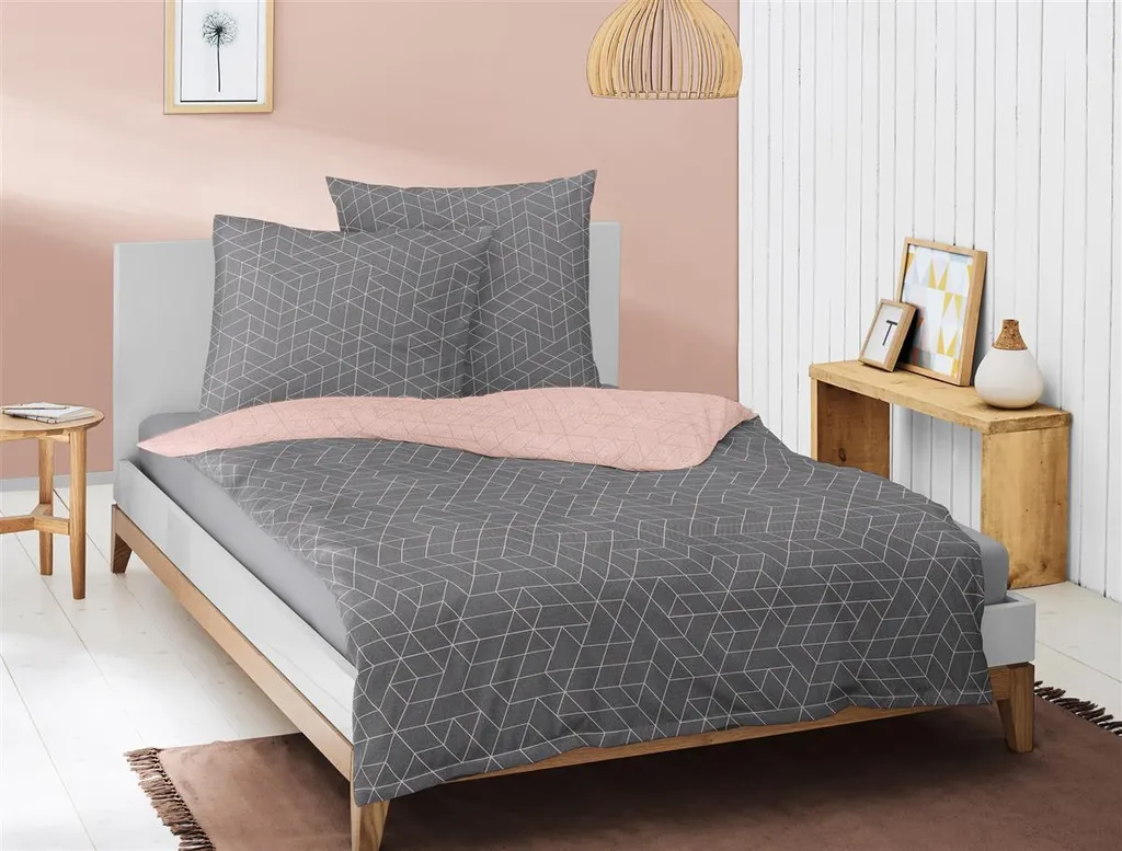 Irisette Mako Satin Bettwäsche 135x200 2tlg Grau Rosa | Bettwäsche-Set Aus 100% Baumwolle | 2 Teilige Wende-Bettwäsche 135x200 Cm & Kissen 80x80 Cm | Geometrisches Muster 3 Irisette Mako Satin Bettwäsche 135x200 2tlg Grau Rosa | Bettwäsche-Set Aus 100% Baumwolle | 2 Teilige Wende-Bettwäsche 135x200 Cm & Kissen 80x80 Cm | Geometrisches Muster – Bild 3