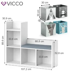 Vicco Kinderregal + Faltbox Luigi Weiß 107,2 X 88,6 X 30,9 Cm Holzwerkstoff -Babyprodukte Geschäft 0bc0649afffb23c5b2a11717e8cbda3d