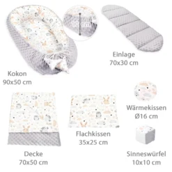 Babynestchen Set Neugeborene 90x50 Cm Minky - Kuschelnest Baby Nestchen 5-teilig Kokon Eule Hellgrau -Babyprodukte Geschäft 0ed160c09d44999c3005bda4d296b538