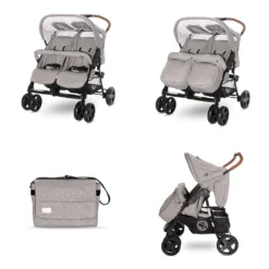Lorelli Zwillingskinderwagen TWIN Wickeltasche Einhand-Klappsystem Fußabdeckung Grau Weiss -Babyprodukte Geschäft 0f12ceac21df2c52d4d46486be63968d