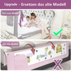 Zehnhase Bettgitter Bettschutzgitter Kinderbettgitter Babybettgitter 200 Cm, Grau, 1 Seite -Babyprodukte Geschäft 12df56ed35fa16203846e92fd7858127