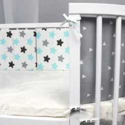 Baby Bettumrandung Nestchen Babybett Umrandungen Bettnestchen Kopfschutz Für Kinderbett Beistellbett Gitterbett 130x30 Cm (Weiß) -Babyprodukte Geschäft 12f46e3de820a25ed5b5823efd607485