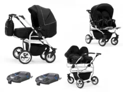 Zwillingskinderwagen „Duo“ 4 In 1 – Sportsitz, Autositz, Iso Bases, Zubehör