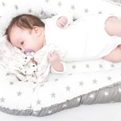 Babynest Kokon Neugeborene 90 X 50 Cm - Handmade Kuschelnest Baby Nestchen Aus Baumwolle Sternchen Grau-Weiß -Babyprodukte Geschäft 174a3a4685ddd4703e15995e67ae1753