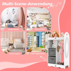 COSTWAY Kinder-Kleiderschrank, Kleinkindschrank Mit Spiegel, 2 Aufbewahrungsfächern & Kleiderbügel, Sicherer Kippschutz, Schrank Für Schlafzimmer, Kinderzimmer, Spielzimmer -Babyprodukte Geschäft 19208a0af9d81afdfb34851191f7a312