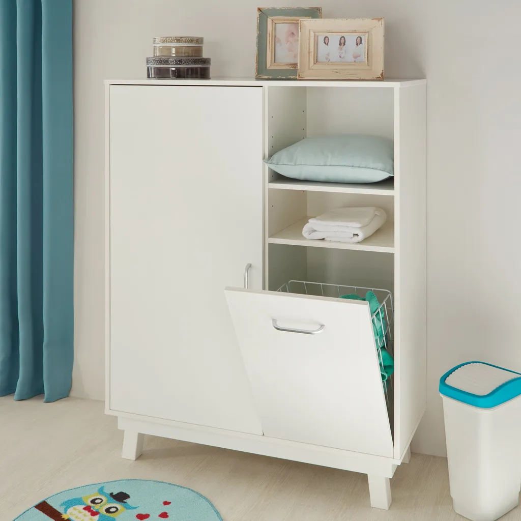 Roba Highboard 'Nordic Weiss', Standregal Inklusive Herausnehmbarem Wäschekorb, Weiß, Regal Für Baby- & Kinderzimmer 2 Roba Highboard 'Nordic Weiss', Standregal Inklusive Herausnehmbarem Wäschekorb, Weiß, Regal Für Baby- & Kinderzimmer – Bild 2