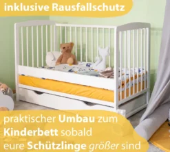 Alcube® Mitwachsendes Babybett 60 X 120 Cm Mit Schublade Gitterbett 120x60 Kiefernholz Zum Kinderbett Umbaubar In Weiß -Babyprodukte Geschäft 1bbafb076f26f4c52f8040d5003848e4