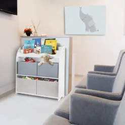 ONVAYA® Kinder Bücherregal Finn | Grau | Kinderregal Mit Boxen | Aufbewahrung Von Büchern Und Spielzeug | Organizer Für Kinderzimmer -Babyprodukte Geschäft 1bd7c2876871c926db9f5284ffa99d56