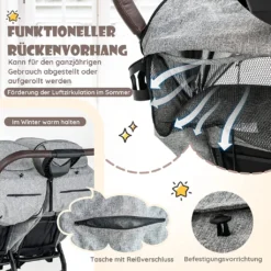 COSTWAY Faltbarer Zwillingskinderwagen, Geschwisterwagen Mit Individueller Neigung, Verstellbarer Rückenlehne & Fußstütze & Baldachin, Tragbarer Zwillingsbuggy Für Baby 0-4 Jahren 11 COSTWAY Faltbarer Zwillingskinderwagen, Geschwisterwagen Mit Individueller Neigung, Verstellbarer Rückenlehne & Fußstütze & Baldachin, Tragbarer Zwillingsbuggy Für Baby 0-4 Jahren -Babyprodukte Geschäft 1d390b3679e89e4fcd560b82c39b86b4