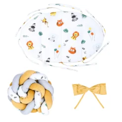 Babynest Neugeborene Nestchen Baby – Velvet Kuschelnest Mit Zopf Kissen Zerlegbares Set Zweiseitig Babynestchen Babybett 75X45, Safari -Babyprodukte Geschäft 1dabd38e8d7694b4d433731c27062c9c