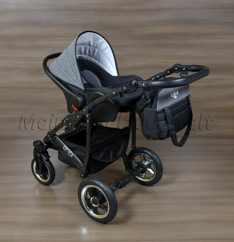 LUXUS Kombi Kinderwagen 3 In 1 Komplettset - Grau/schwarz 14 LUXUS Kombi Kinderwagen 3 In 1 Komplettset - Grau/schwarz – Bild 14