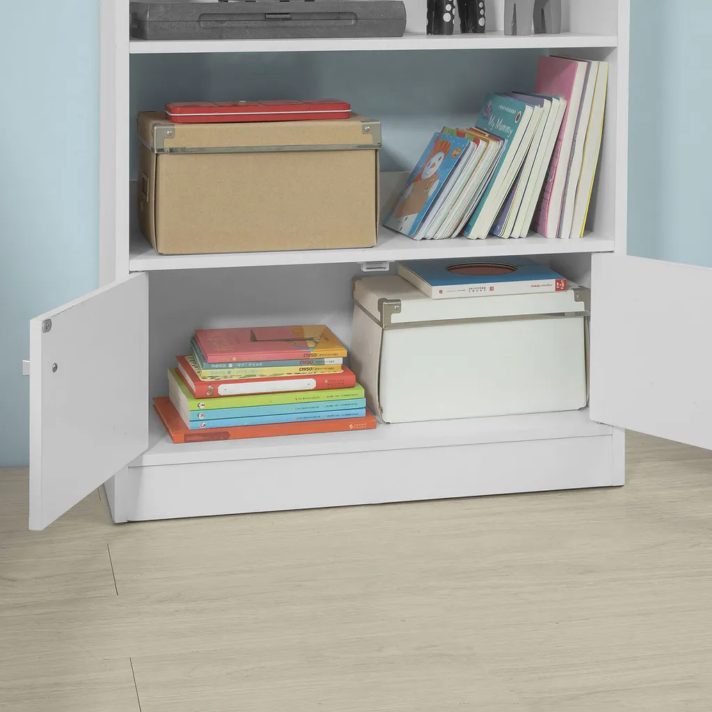 SoBuy Bücherregal Kinder Spielzeug Aufbewahrung Mit 2 Türen Weiß KMB11-W 7 SoBuy Bücherregal Kinder Spielzeug Aufbewahrung Mit 2 Türen Weiß KMB11-W – Bild 7