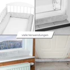 Bettschlange 4 M Nestchenschlange Bettrolle Bettumrandung Babybettschlange Babybett Umrandungen Babynestchen Für Kinderbett (Hellgrau Minky, 400 Cm) -Babyprodukte Geschäft 21affd1416365a524d8d5fe72d560091