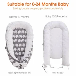Topchances Kuschelnest Babynest Multifunktionales Nest Für Babys Säuglinge Reisebett, 100% Baumwolle Bionic Bett, Für 0-24 Monate Baby Und Säuglinge (Grau/Elefant) -Babyprodukte Geschäft 22016e29ffc205ead990babf6ef13de0
