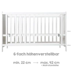Roba Beistellbett, Weiß, Höhenverstellbar, 5 Schlupfsprossen, Inkl. Lattenrost, 60 X 120 Cm -Babyprodukte Geschäft 22e156e83347da3ab57aa32962b94026