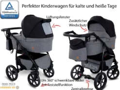 GaGaDumi Boston 3 In 1 Kombikinderwagen Kinderwagen Babyschale Buggy Autositz Carlo Komplettset, Hergestellt In Der EU (B5-Schwarz) -Babyprodukte Geschäft 239813274add627e8ff69c5c607f82ea