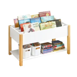 SoBuy KMB35-W Kinder Bücherregal Kinderregal Mit Ablagefächern Aufbewahrungsregal Spielzeugregal Weiß BHT Ca.: 85x45x42cm