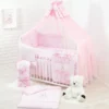 Baby Luxus Kinderbetten 120x60 Holz Gitterbett,Babybett,Kinderbettset Rosa Herz Komplett Set Inklusive