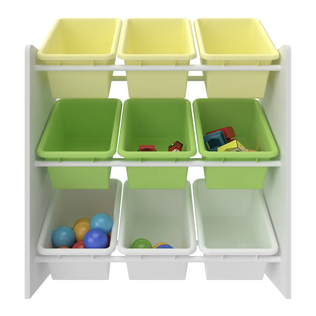 Kinderregal Muxía Mit 9 Aufbewahrungsboxen Spielzeugregal Mit Dinosaurier-Motiv Spielregal Weiß Grün Gelb Kinderzimmer Organizer 5 Kinderregal Muxía Mit 9 Aufbewahrungsboxen Spielzeugregal Mit Dinosaurier-Motiv Spielregal Weiß Grün Gelb Kinderzimmer Organizer – Bild 5