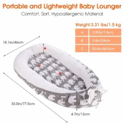 Topchances Kuschelnest Babynest Multifunktionales Nest Für Babys Säuglinge Reisebett, 100% Baumwolle Bionic Bett, Für 0-24 Monate Baby Und Säuglinge (Grau/Elefant) -Babyprodukte Geschäft 296037f2bb095527dadfba77ceba2b7c