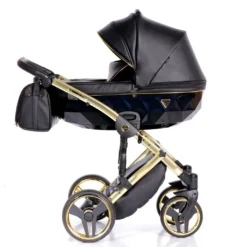 JUNAMA FLUO LINE Kombi Kinderwagen 4 In 1 (+ Isofix-Basis) - Komplettset - "BLACK"
