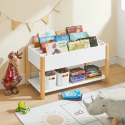 SoBuy KMB35-W Kinder Bücherregal Kinderregal Mit Ablagefächern Aufbewahrungsregal Spielzeugregal Weiß BHT Ca.: 85x45x42cm -Babyprodukte Geschäft 2de29a44bfe980862199a1d441db23ff
