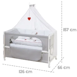 Roba Roombed, Babybett 60x120 Cm 'Adam & Eule', Beistellbett Zum Elternbett, Komplette Ausstattung -Babyprodukte Geschäft 2ef80a00418048f98966086d1b992339