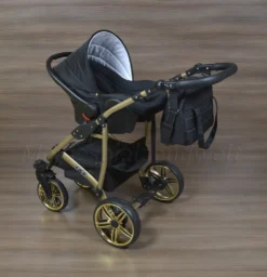 LUXUS Kombi Kinderwagen 3 In 1 Komplettset - Schwarz/gold R7 Gestell Gold -Babyprodukte Geschäft 30335a42229564c156a5f24079015e33
