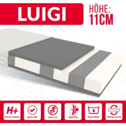 Matratze 80x160 Cm LUIGI Höhe 11 Cm Kaltschaum H3 Kindermatratze