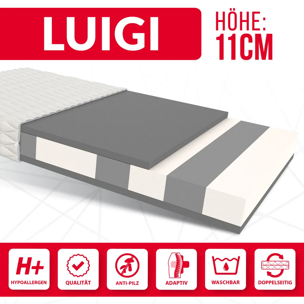 Matratze 80x160 Cm LUIGI Höhe 11 Cm Kaltschaum H3 Kindermatratze 1 Matratze 80x160 Cm LUIGI Höhe 11 Cm Kaltschaum H3 Kindermatratze