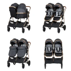 Chipolino Geschwisterkinderwagen Duo Smart Klappbar Umbaubar Verstellbar Fußsack Dunkelgrau -Babyprodukte Geschäft 324015feb56e1aa26d1bf8896bb40e3e