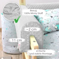 Bettkantenschutz Für Kinderbetten 90 Cm - Schutz Für Bettrahmen Kantenschutz Kinder Babybett Hellgrau Minky -Babyprodukte Geschäft 32c3429c9b7219613a525283997fdfb2