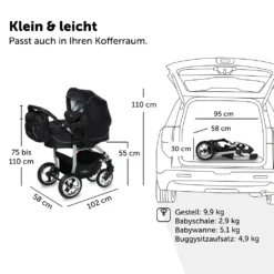 Bergsteiger Capri Kinderwagen, Farbe: Black Edition / Gestell: Silber, 3-in-1 Kombikinderwagen, Inkl. Babyschale, Babywanne, Sportwagen Und Zubehör -Babyprodukte Geschäft 33d08ee21857e5d9de1f40f801c267a7