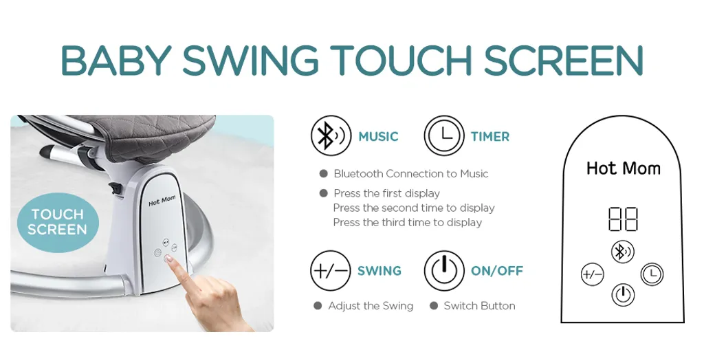 Hot Mom Babywippe Elektrische Babyschaukel Mit 5 Stufen Schaukelfunktion, Baumwolle Babywiege Mit Musik Durch Bluetooth, 2022 Style (Beige) 3 Hot Mom Babywippe Elektrische Babyschaukel Mit 5 Stufen Schaukelfunktion, Baumwolle Babywiege Mit Musik Durch Bluetooth, 2022 Style (Beige) – Bild 3