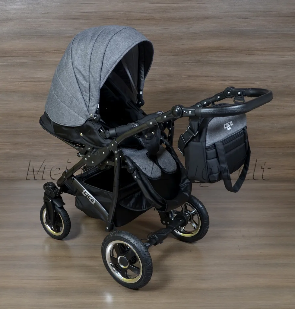 LUXUS Kombi Kinderwagen 3 In 1 Komplettset - Grau/schwarz 11 LUXUS Kombi Kinderwagen 3 In 1 Komplettset - Grau/schwarz – Bild 11