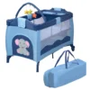 COSTWAY Reisebett Klappbar Babyreisebett Kinderreisebett Mit Rollen Babybett Kinderbett Inkl. Spielbogen Tragetasche Wickelauflage Blau