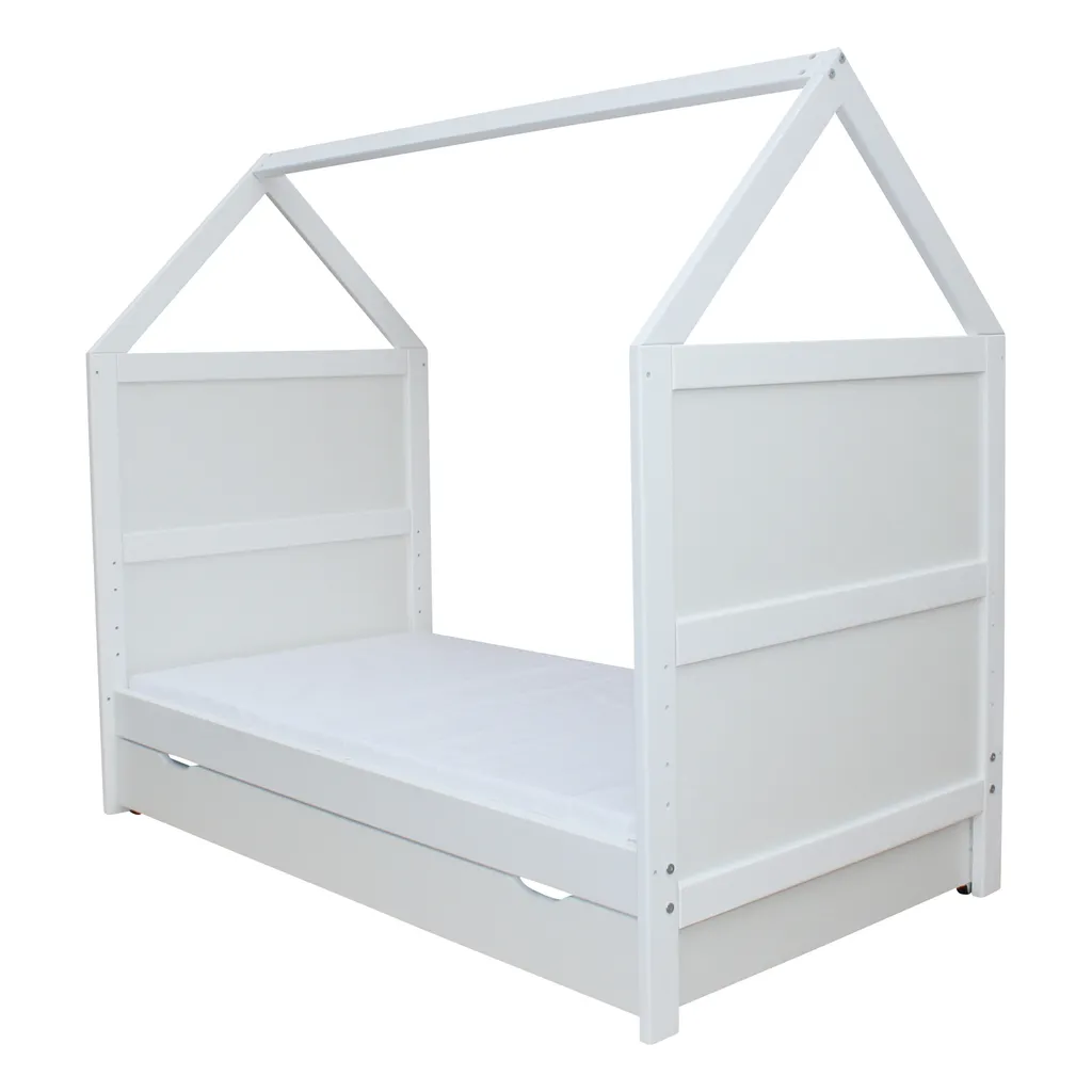 Babybett Kinderbett Bett Haus 140x70 Cm Mit Matratze Schublade Weiss 0 Bis 6 Jahre 3 Babybett Kinderbett Bett Haus 140x70 Cm Mit Matratze Schublade Weiss 0 Bis 6 Jahre – Bild 3