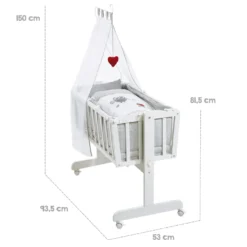 Roba Komplettwiegenset 'Adam & Eule' (40x90cm), Weiß, Mit Feststellfunktion, Inkl. Ausstattung -Babyprodukte Geschäft 3ee89fd8ff192e396c1c918e32c4f96f