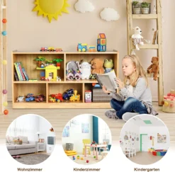 COSTWAY Kinder Spielzeugschrank Holz, Mit 2 Großen Fächern Und 3 Kleinen Fächern, Offen, Für Spielzeug, Puppen Und Büche -Babyprodukte Geschäft 3f3c7150e0ee0dd0706116eeaae66535