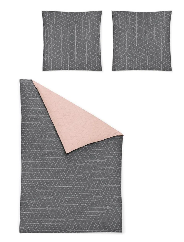 Irisette Mako Satin Bettwäsche 135x200 2tlg Grau Rosa | Bettwäsche-Set Aus 100% Baumwolle | 2 Teilige Wende-Bettwäsche 135x200 Cm & Kissen 80x80 Cm | Geometrisches Muster 6 Irisette Mako Satin Bettwäsche 135x200 2tlg Grau Rosa | Bettwäsche-Set Aus 100% Baumwolle | 2 Teilige Wende-Bettwäsche 135x200 Cm & Kissen 80x80 Cm | Geometrisches Muster – Bild 6