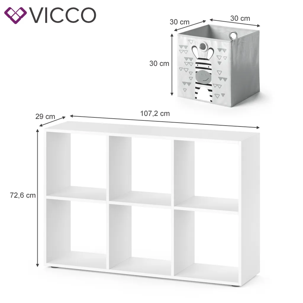 Vicco Raumteiler Weiß 107,2 X 72,6 X 29 Cm Holzwerkstoff Inkl. 6 Faltboxen 3 Vicco Raumteiler Weiß 107,2 X 72,6 X 29 Cm Holzwerkstoff Inkl. 6 Faltboxen – Bild 3