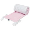 Bellochi Kantenschutz Baby Babybett Umrandungen Nestchen Kopfschutz Gitterbett Umrandung 180x30 Cm - 100% Baumwolle - Für Kinderbett Mit Rausfallschutz Baby Beistellbett 120x60 Cm - Rosa Und Weiß - Aurora